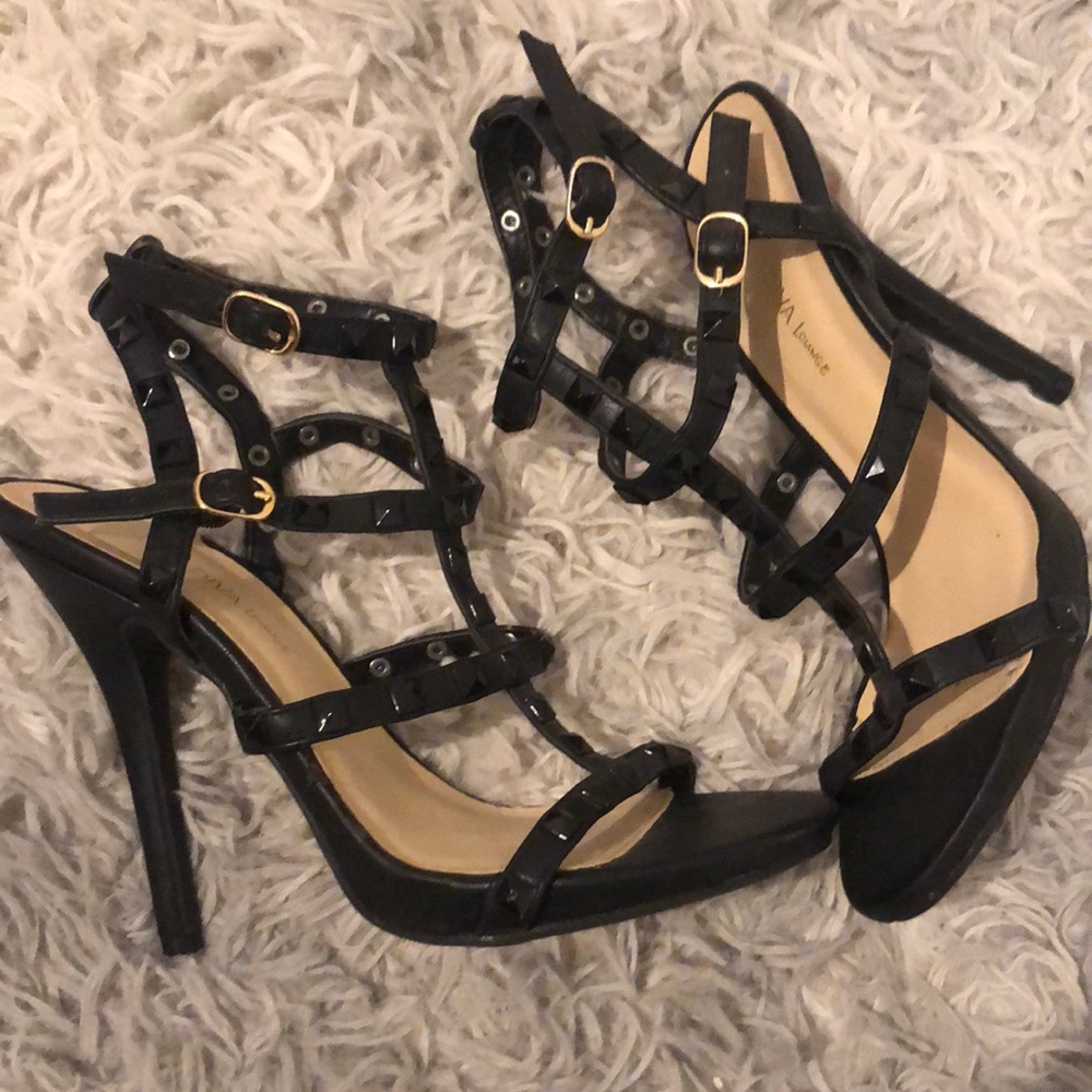 Black studded high heels